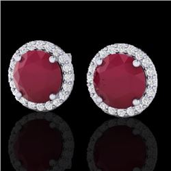 4 ctw Ruby & Halo VS/SI Diamond Certified Micro Earrings 18k White Gold - REF-80M2G