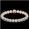 Image 2 : 350 ctw Sky Blue Topaz & Micro Diamond Bracelet 14k Rose Gold - REF-158Y2X