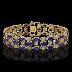25.85 ctw Sapphire & Diamond Bracelet 10K Yellow Gold - REF-272M8G