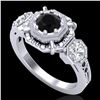 Image 1 : 1.01 ctw Fancy Black Diamond Art Deco 3 Stone Ring 18k White Gold - REF-96W4H
