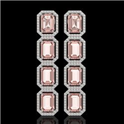 19.81 ctw Morganite & Diamond Micro Pave Halo Earrings 10k White Gold - REF-424W8H