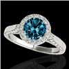 Image 1 : 1.5 ctw SI Certified Fancy Blue Diamond Solitaire Halo Ring 10k White Gold - REF-132K3Y