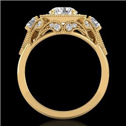 2.11 ctw VS/SI Diamond Solitaire Art Deco 3 Stone Ring 18k Yellow Gold - REF-490R9K