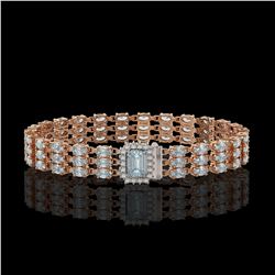 26.02 ctw Sky Topaz & Diamond Bracelet 14K Rose Gold - REF-318R2K