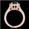 Image 2 : 2 ctw Certified VS Black Diamond Solitaire Halo Ring 10k Rose Gold - REF-76A8N