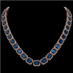79.66 ctw London Topaz & Diamond Micro Pave Halo Necklace 10k Rose Gold - REF-740M2G