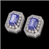 Image 2 : 11.25 ctw Tanzanite & Diamond Victorian Earrings 14K White Gold - REF-672F8M