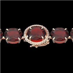 65 ctw Garnet & Micro Pave VS/SI Diamond Bracelet 14k Rose Gold - REF-209R3K