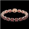Image 2 : 65 ctw Garnet & Micro Pave VS/SI Diamond Bracelet 14k Rose Gold - REF-209R3K