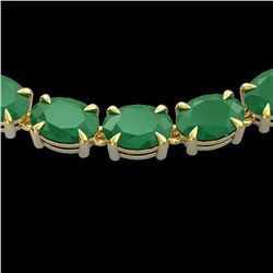 68 ctw Emerald Eternity Designer Necklace 14k Yellow Gold - REF-418H2R