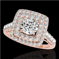 2.05 ctw Certified Diamond Solitaire Halo Ring 10k Rose Gold - REF-204K5Y