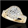 Image 1 : 1.75 ctw Certified Diamond Solitaire Halo Ring 10k Yellow Gold - REF-354X5A