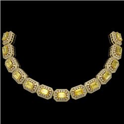 49.68 ctw Canary Citrine & Diamond Victorian Bracelet 14K Yellow Gold - REF-1055X3A