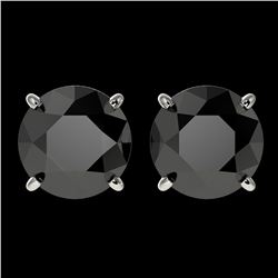 3.10 ctw Fancy Black Diamond Solitaire Stud Earrings 10k White Gold - REF-60A3N