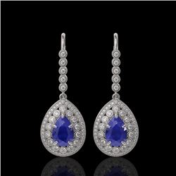 10.15 ctw Sapphire & Diamond Victorian Earrings 14K White Gold - REF-272A2N