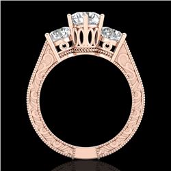 2.01 ctw VS/SI Diamond Solitaire Art Deco 3 Stone Ring 18k Rose Gold - REF-527K3Y