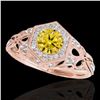 Image 1 : 1.4 ctw SI/I Fancy Intense Yellow Diamond Antique Ring 10k Rose Gold - REF-203K2Y