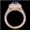 Image 2 : 2 ctw SI Certified Blue Diamond Solitaire Halo Ring 10k Rose Gold - REF-170Y5X