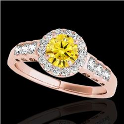 1.55 ctw Certified SI/I Fancy Intense Yellow Diamond Ring 10k Rose Gold - REF-190W9H