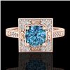 Image 2 : 1.1 ctw Intense Blue Diamond Engagment Art Deco Ring 18k Rose Gold - REF-169R3K