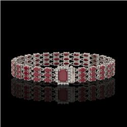 28.74 ctw Ruby & Diamond Bracelet 14K White Gold - REF-318M2G