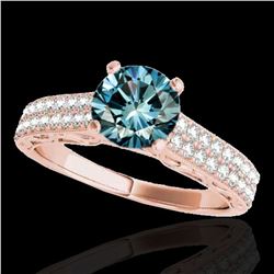 1.91 ctw SI Certified Blue Diamond Solitaire Antique Ring 10k Rose Gold - REF-185Y5X