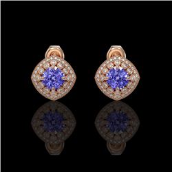 5.09 ctw Tanzanite & Diamond Victorian Earrings 14K Rose Gold - REF-152X5A