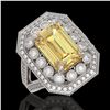 Image 1 : 5.85 ctw Canary Citrine & Diamond Victorian Ring 14K White Gold - REF-145K6Y