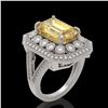 Image 2 : 5.85 ctw Canary Citrine & Diamond Victorian Ring 14K White Gold - REF-145K6Y