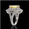 Image 3 : 5.85 ctw Canary Citrine & Diamond Victorian Ring 14K White Gold - REF-145K6Y