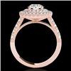 Image 2 : 3 ctw Certified Diamond Solitaire Halo Ring 10k Rose Gold - REF-422R8K
