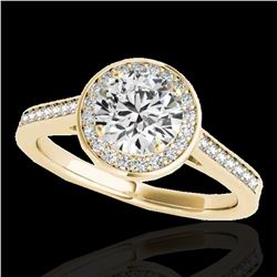1.33 ctw Certified Diamond Solitaire Halo Ring 10k Yellow Gold - REF-190X9A