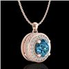Image 3 : 1.25 ctw Fancy Intense Blue Diamond Art Deco Necklace 18k Rose Gold - REF-132W8H