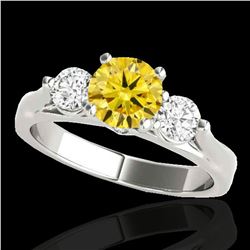 1.50 ctw SI/I Fancy Intense Yellow Diamond 3 Stone Ring 10k White Gold - REF-225Y2X