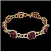 Image 2 : 30 ctw Garnet & Micro VS/SI Diamond Certified Bracelet 14k Yellow Gold - REF-368X9A