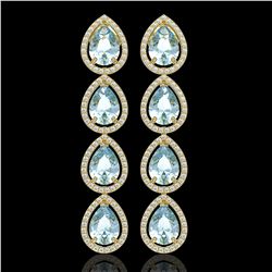 10.4 ctw Sky Topaz & Diamond Micro Pave Halo Earrings 10k Yellow Gold - REF-172R8K