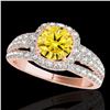 Image 1 : 2.25 ctw Certified SI/I Fancy Intense Yellow Diamond Ring 10k Rose Gold - REF-237X3A