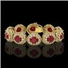 Image 1 : 49.17 ctw Certified Ruby & Diamond Victorian Bracelet 14K Yellow Gold - REF-1369Y3X