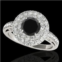 2.25 ctw Certified VS Black Diamond Solitaire Halo Ring 10k White Gold - REF-93H5R