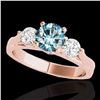 Image 1 : 1.75 ctw SI Certified Fancy Blue Diamond 3 Stone Ring 10k Rose Gold - REF-197X8A