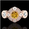 Image 2 : 1.51 ctw Intense Fancy Yellow Diamond Art Deco Ring 18k Rose Gold - REF-218Y2X