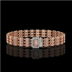 24.91 ctw Morganite & Diamond Bracelet 14K Rose Gold - REF-354H5R