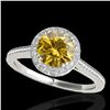 Image 1 : 1.55 ctw Certified SI/I Fancy Intense Yellow Diamond Ring 10k White Gold - REF-204F5M