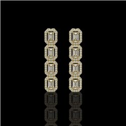 3.84 ctw Emerald Cut Diamond Micro Pave Earrings 18K Yellow Gold - REF-459F8M