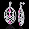 Image 2 : 7 ctw Sapphire Pink & Micro Pave Diamond Heart Earrings 18k White Gold - REF-418M2G
