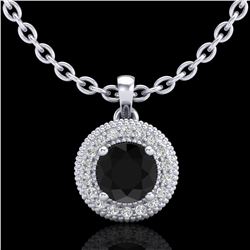 1 ctw Fancy Black Diamond Art Deco Stud Necklace 18k White Gold - REF-76M8G