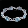 Image 2 : 30 ctw TOPAZ & Micro VS/SI Diamond Certified Bracelet 14k White Gold - REF-368R9K