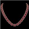 Image 1 : 84.94 ctw Ruby & Diamond Micro Pave Halo Necklace 10k Rose Gold - REF-930F2M