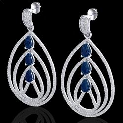 4 ctw Sapphire & Micro Pave VS/SI Diamond Earrings 18k White Gold - REF-307A3N