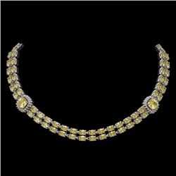 31.61 ctw Citrine & Diamond Necklace 14K White Gold - REF-527X3A